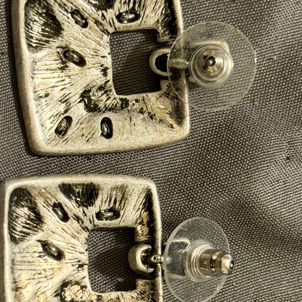 Silver Geometric Earrings - Picture 6 of 9